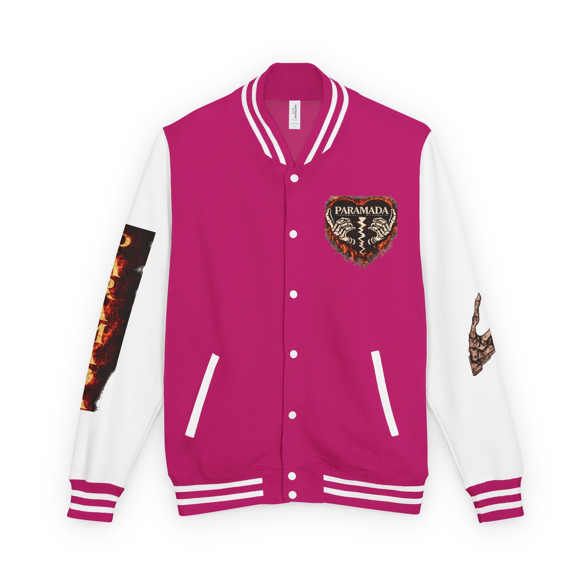 Heartbreak Flames Letterman Jacket — Paramada Patch Varsity Jacket