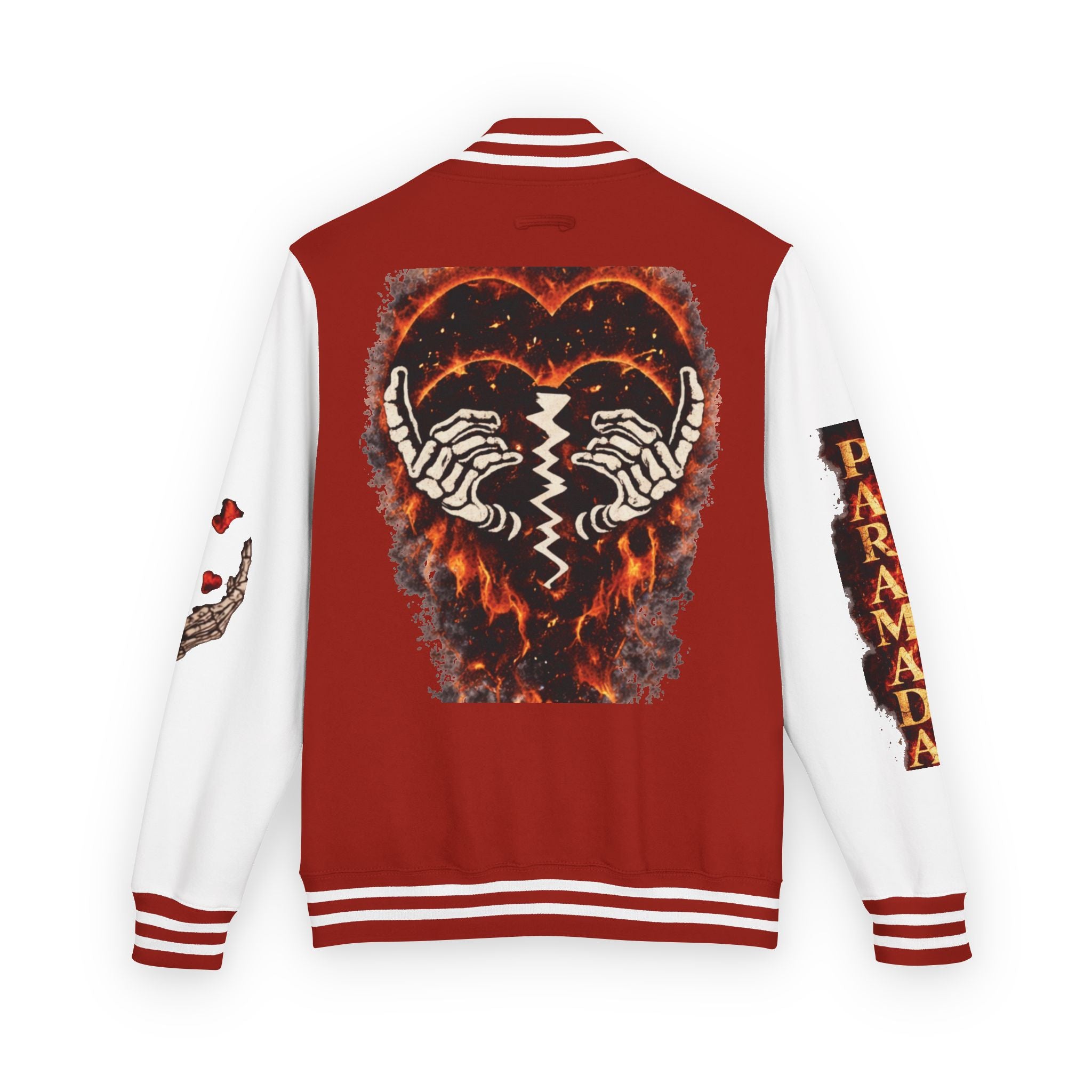 Heartbreak Flames Letterman Jacket — Paramada Patch Varsity Jacket