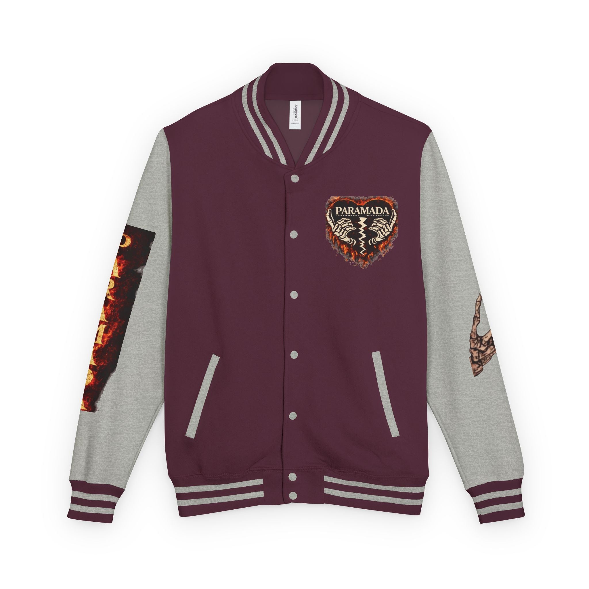 Heartbreak Flames Letterman Jacket — Paramada Patch Varsity Jacket