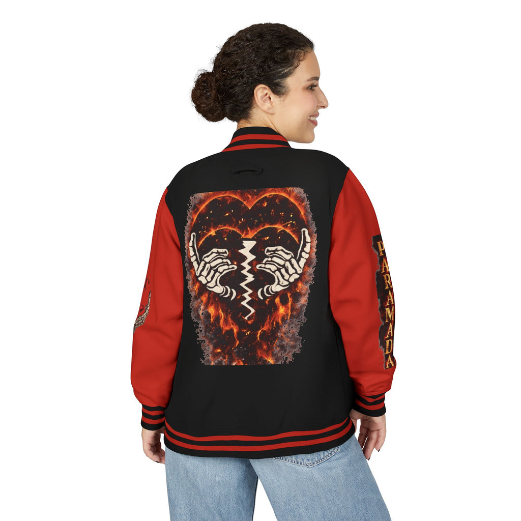 Heartbreak Flames Letterman Jacket — Paramada Patch Varsity Jacket