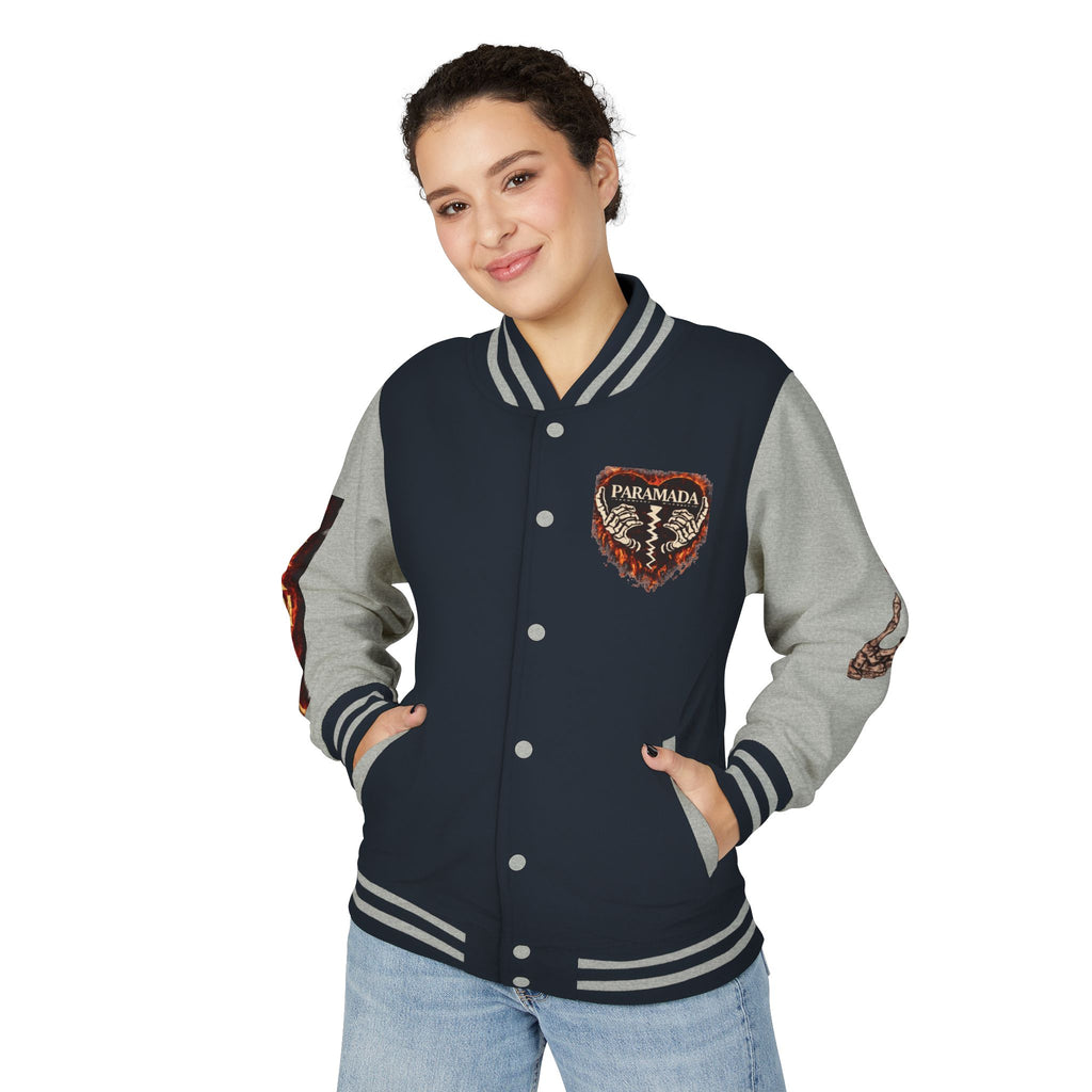 Heartbreak Flames Letterman Jacket — Paramada Patch Varsity Jacket