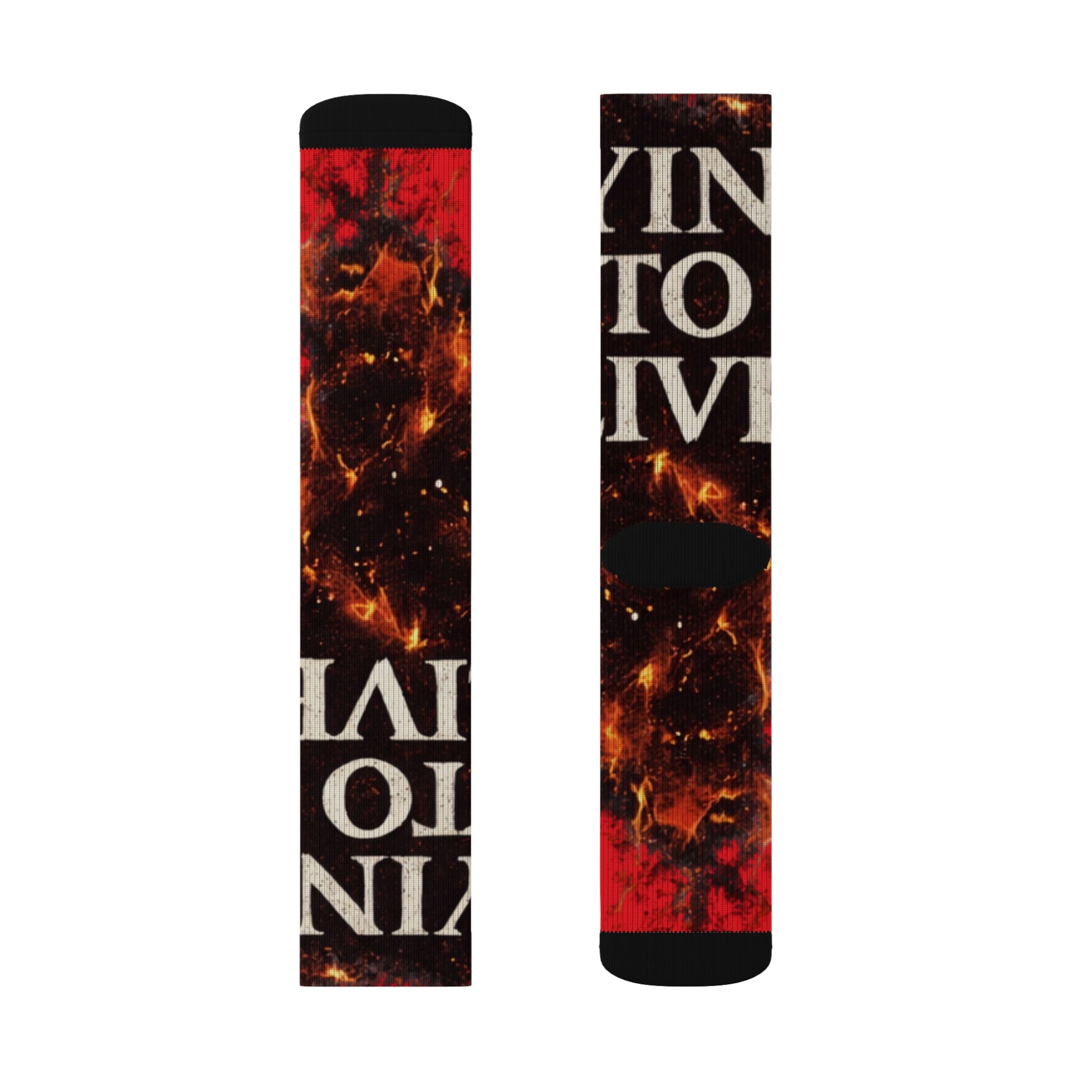 Vintage Fire Typography Sublimation Socks