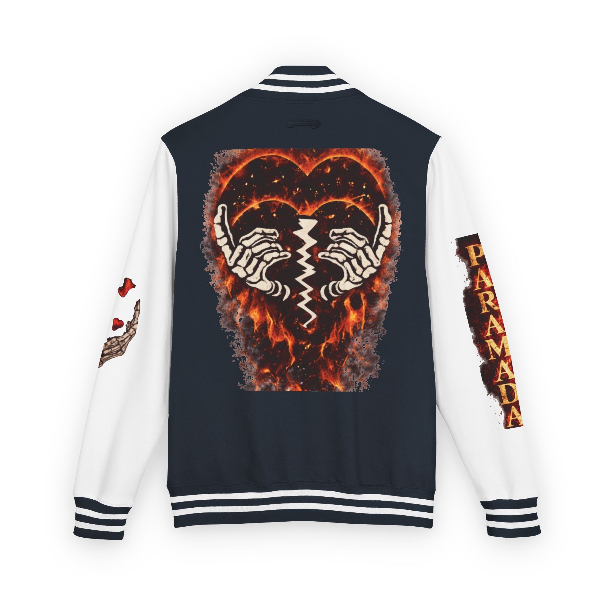 Heartbreak Flames Letterman Jacket — Paramada Patch Varsity Jacket