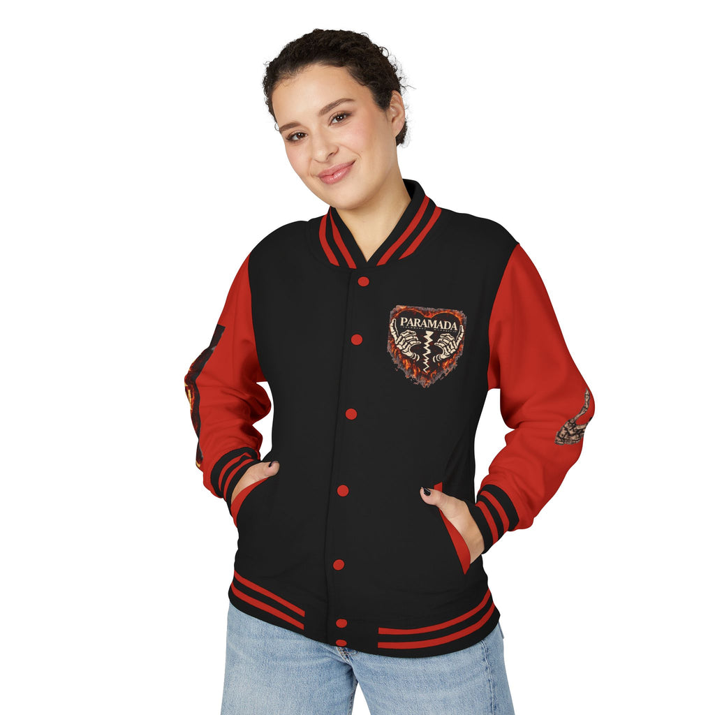 Heartbreak Flames Letterman Jacket — Paramada Patch Varsity Jacket