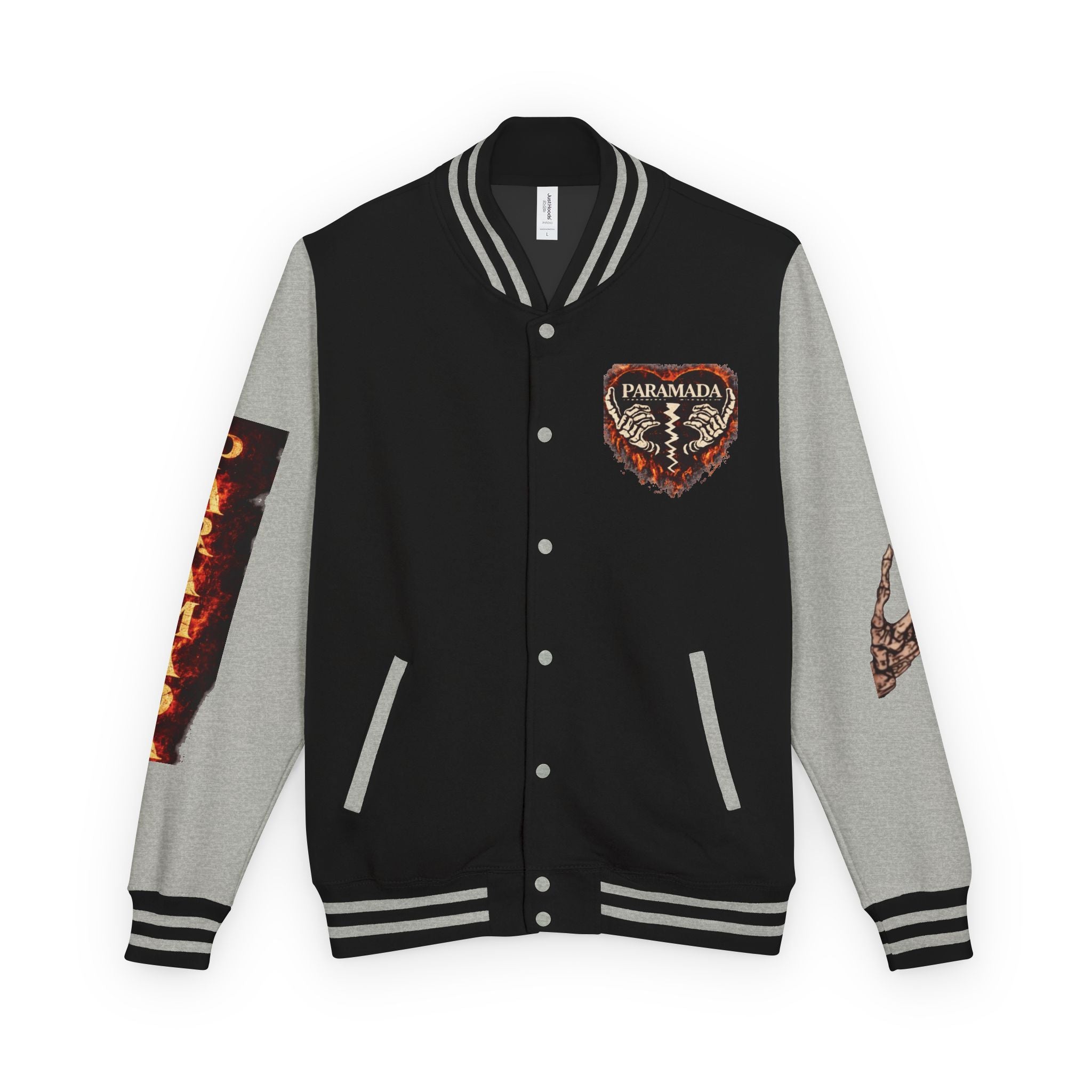 Heartbreak Flames Letterman Jacket — Paramada Patch Varsity Jacket