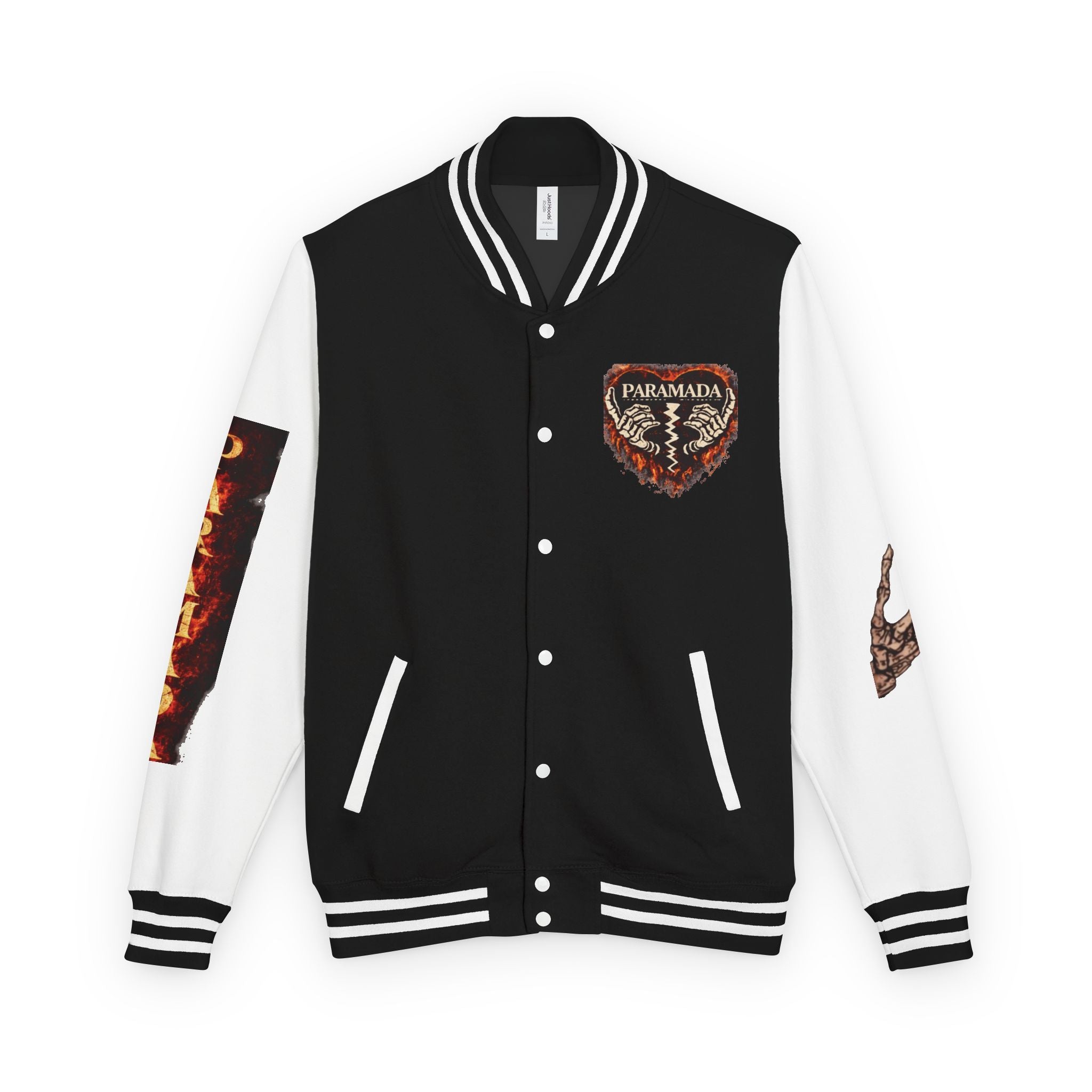 Heartbreak Flames Letterman Jacket — Paramada Patch Varsity Jacket