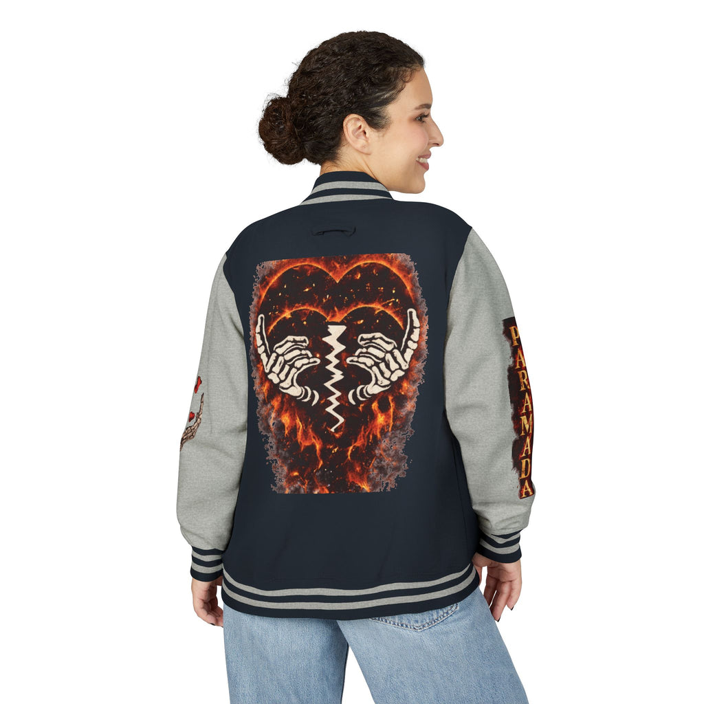 Heartbreak Flames Letterman Jacket — Paramada Patch Varsity Jacket