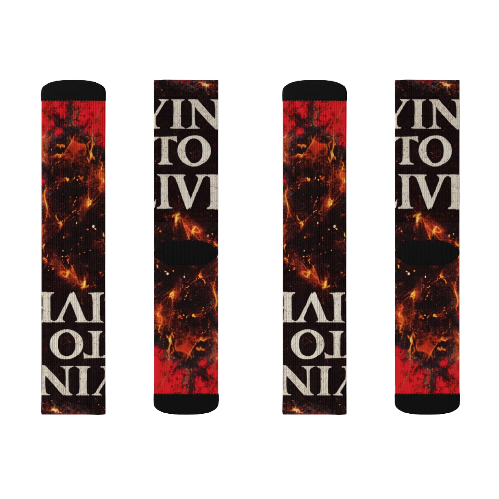 Vintage Fire Typography Sublimation Socks