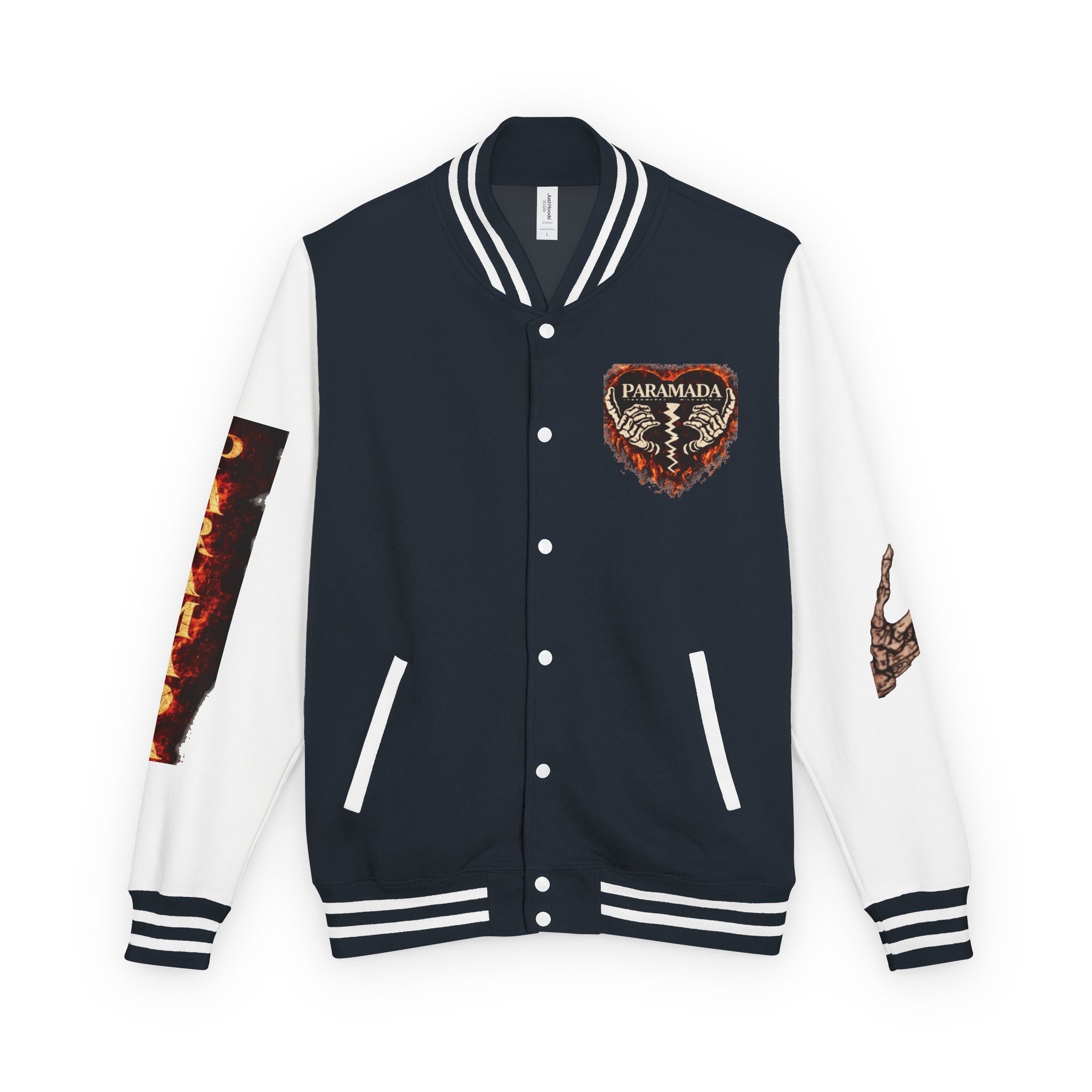 Heartbreak Flames Letterman Jacket — Paramada Patch Varsity Jacket