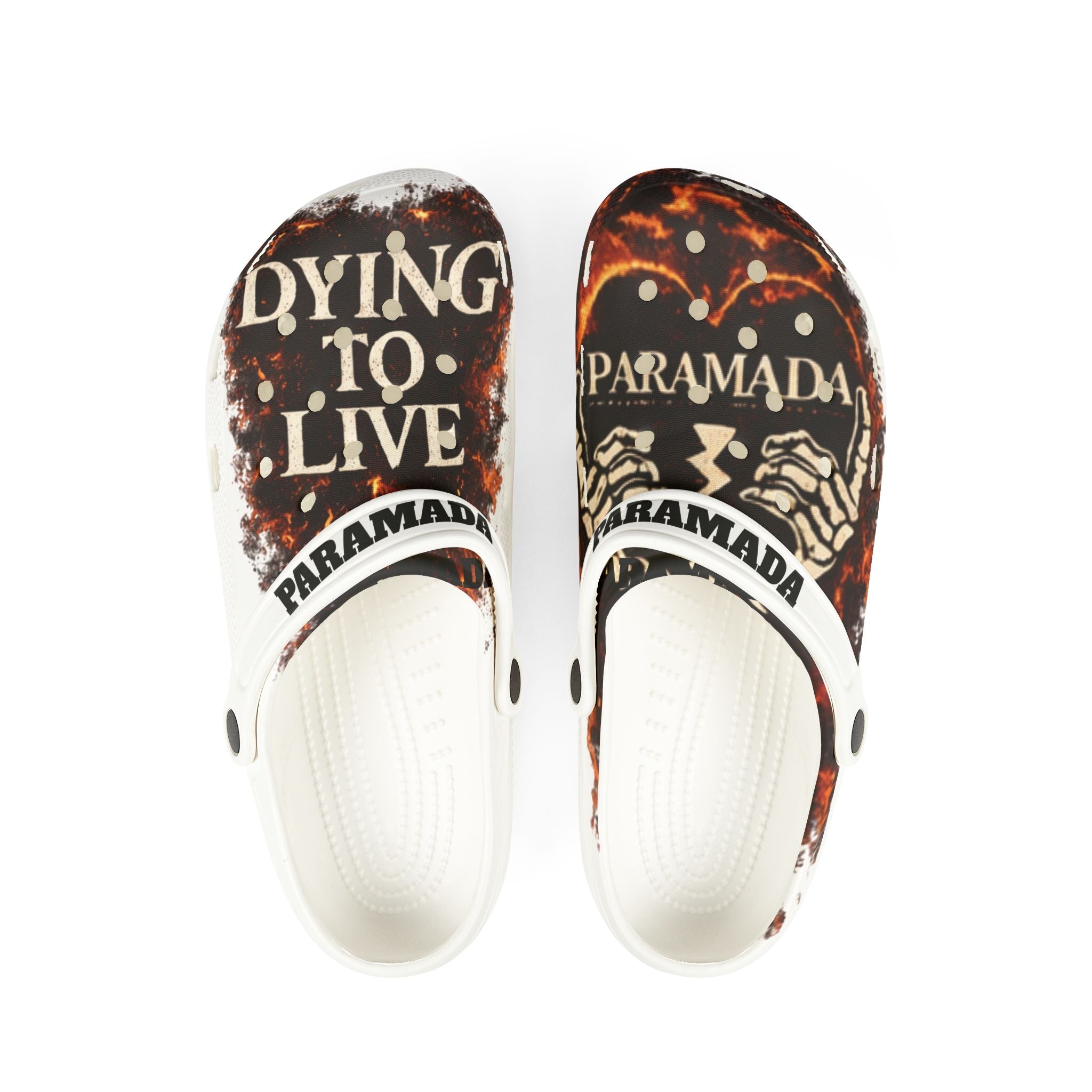 Graphic EVA Foam Clogs — "Dying to Live" Pararmada Slip-On Shoes