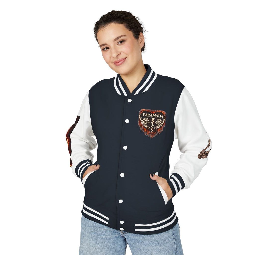 Heartbreak Flames Letterman Jacket — Paramada Patch Varsity Jacket