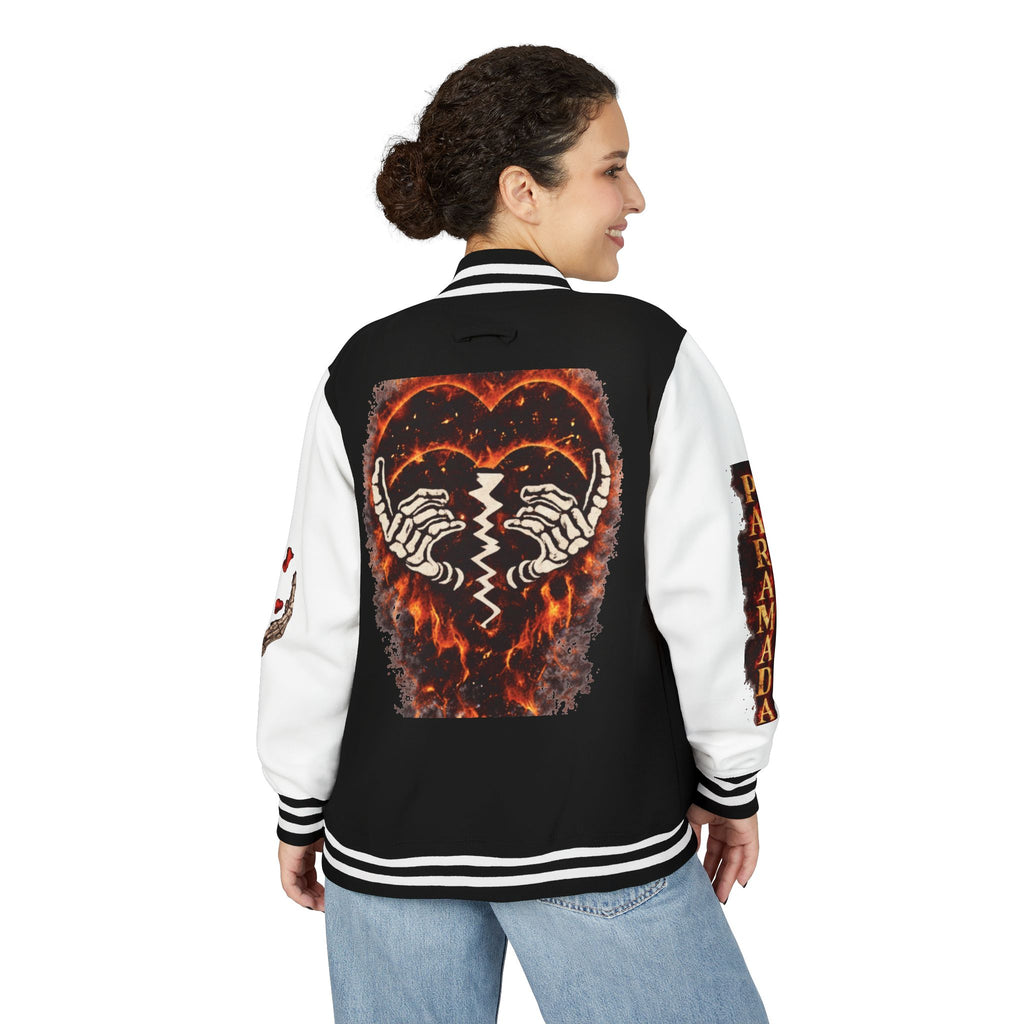Heartbreak Flames Letterman Jacket — Paramada Patch Varsity Jacket