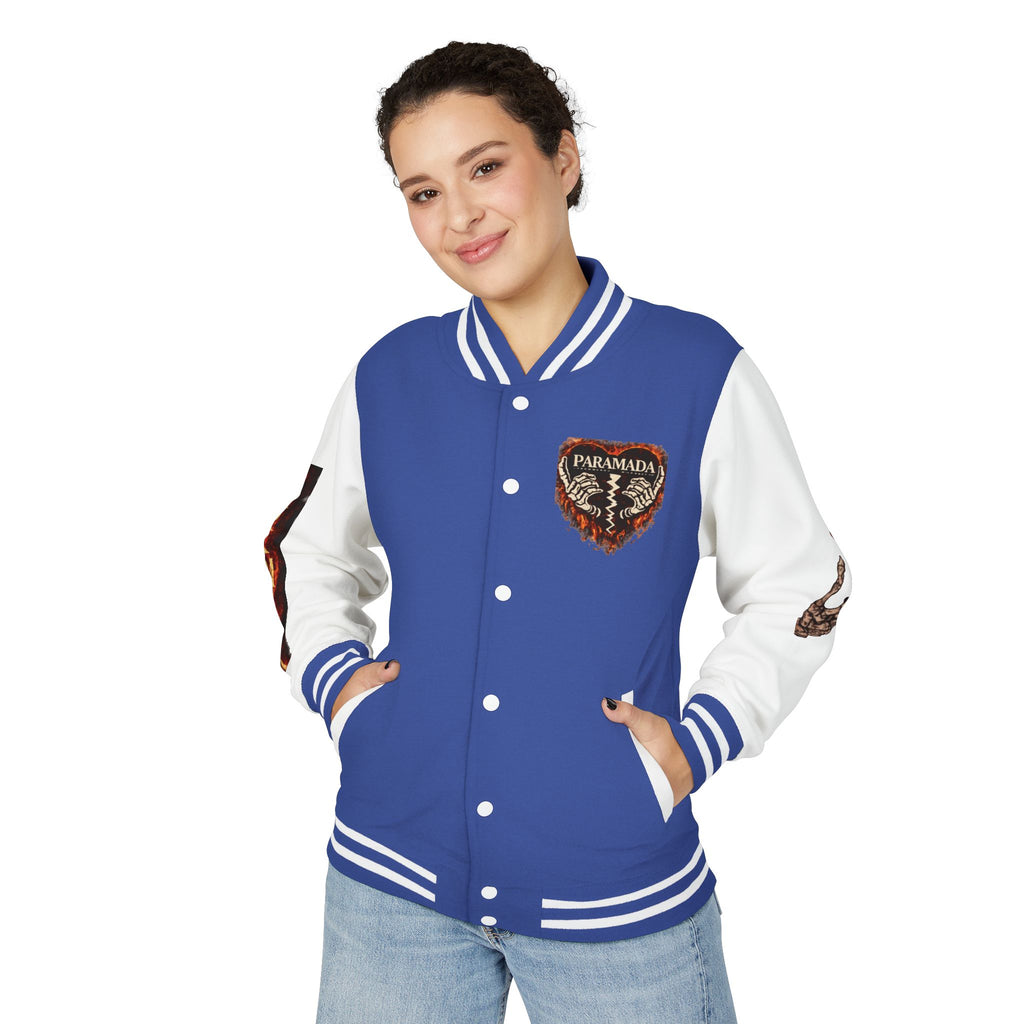 Heartbreak Flames Letterman Jacket — Paramada Patch Varsity Jacket