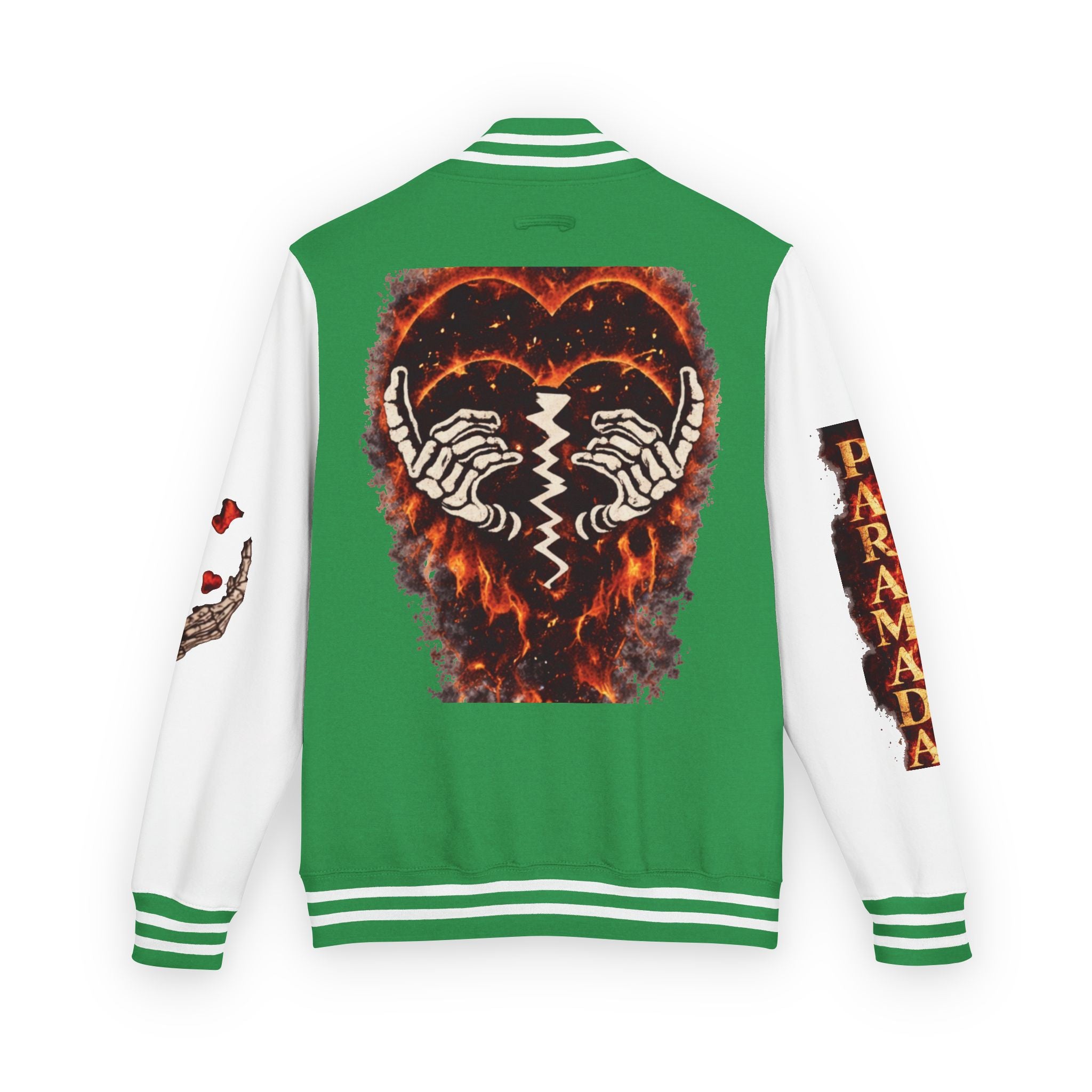 Heartbreak Flames Letterman Jacket — Paramada Patch Varsity Jacket