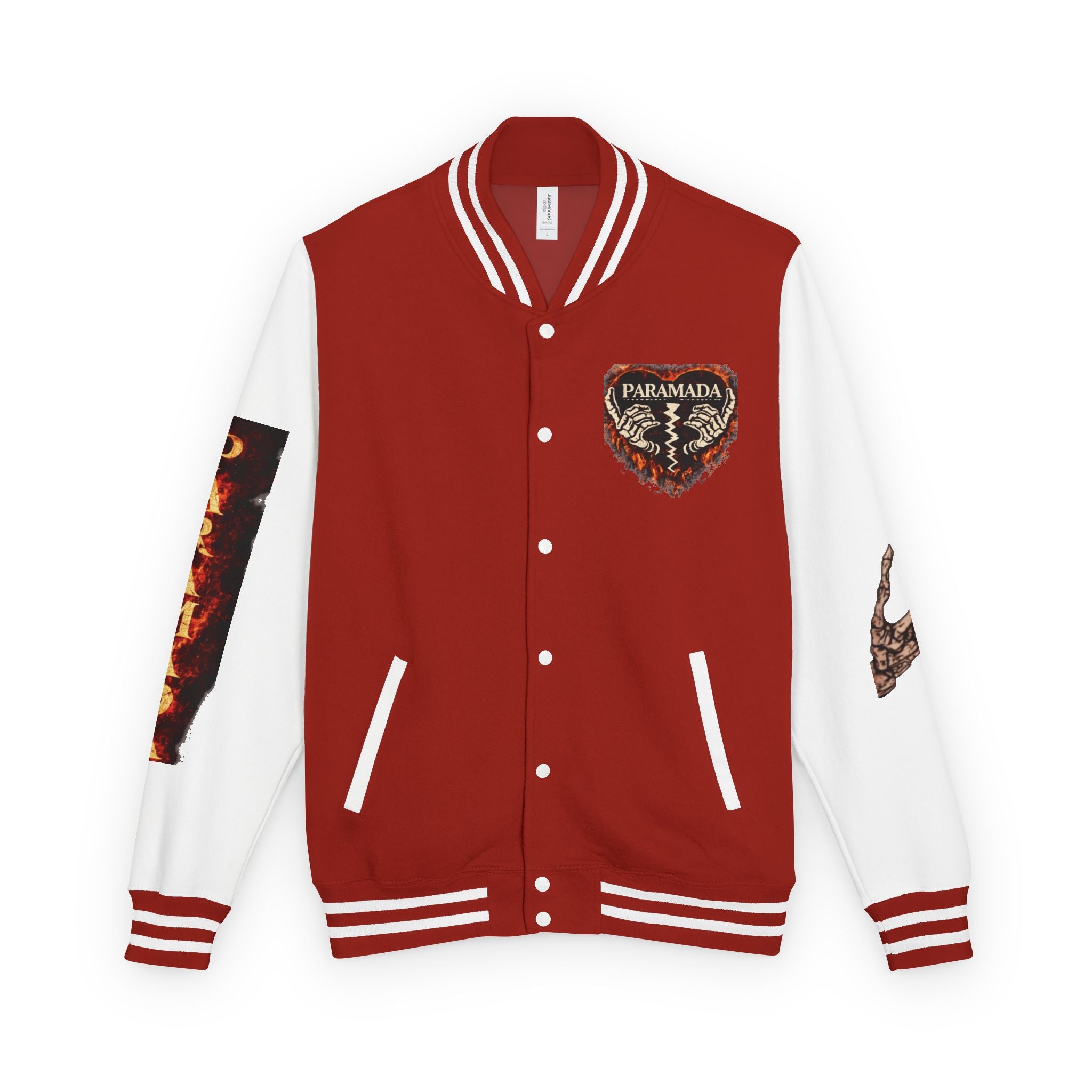 Heartbreak Flames Letterman Jacket — Paramada Patch Varsity Jacket