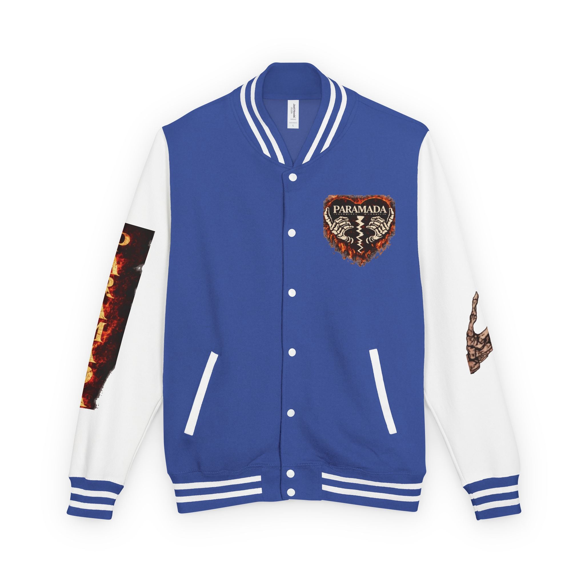 Heartbreak Flames Letterman Jacket — Paramada Patch Varsity Jacket