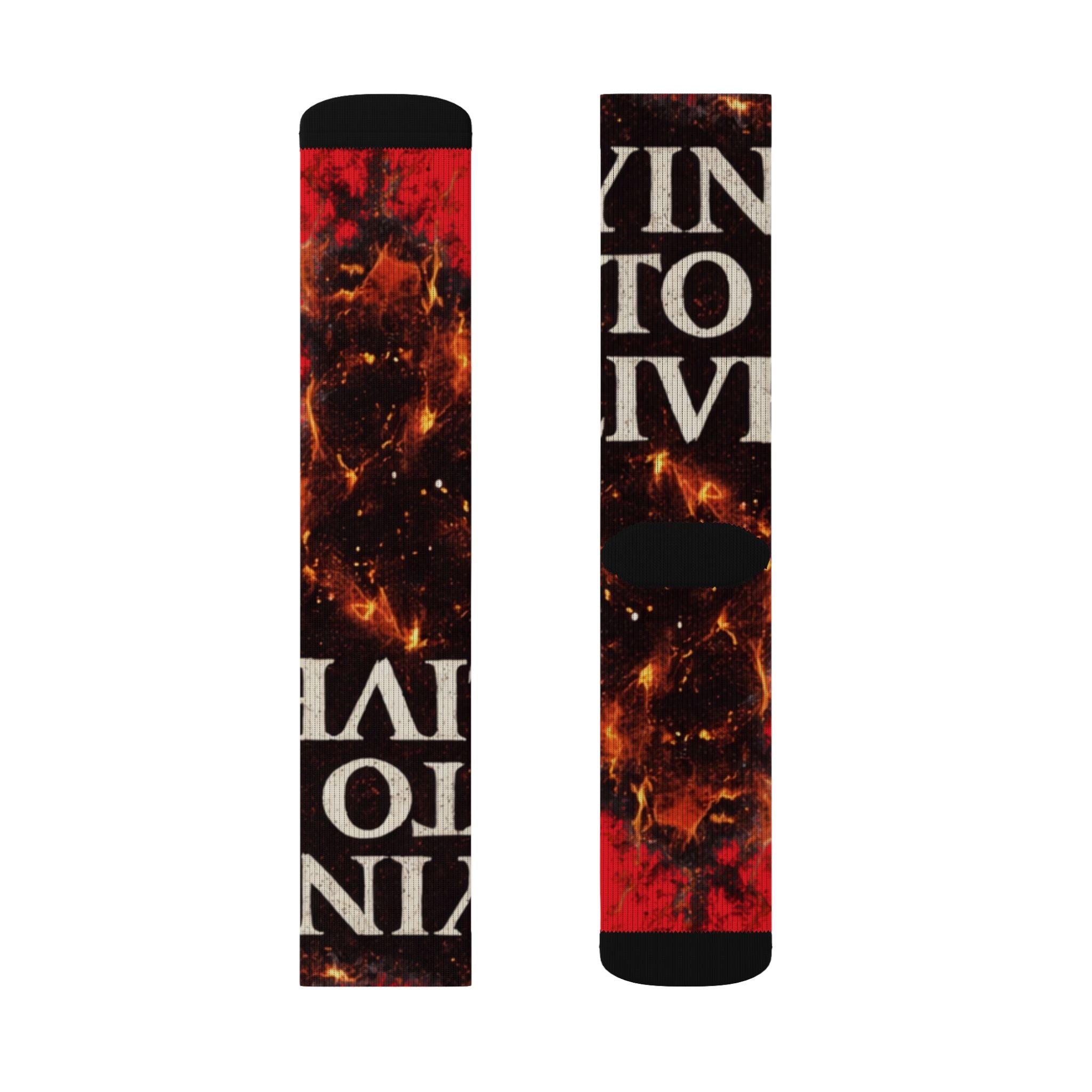 Vintage Fire Typography Sublimation Socks