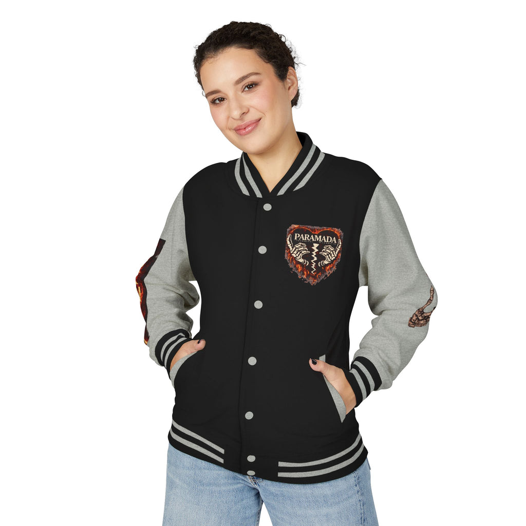 Heartbreak Flames Letterman Jacket — Paramada Patch Varsity Jacket