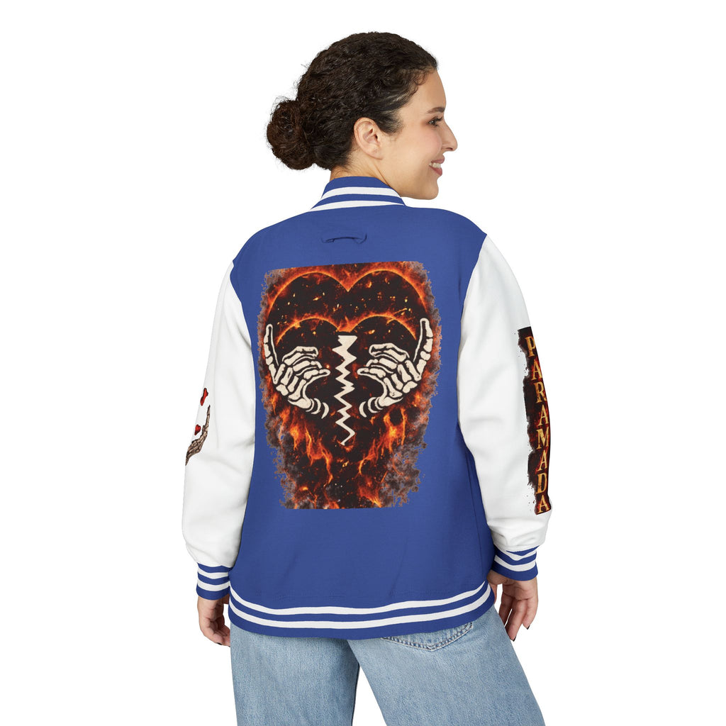 Heartbreak Flames Letterman Jacket — Paramada Patch Varsity Jacket
