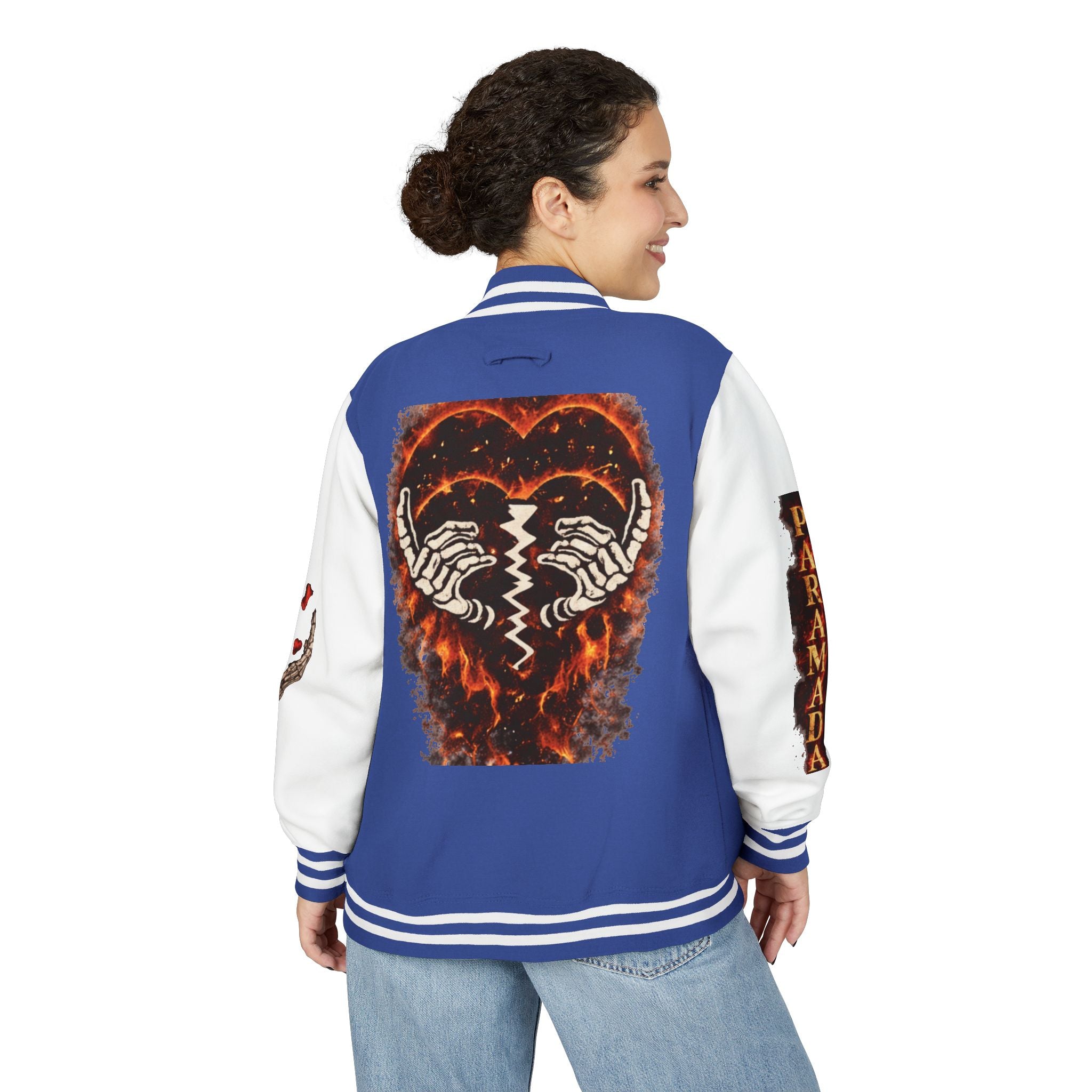 Heartbreak Flames Letterman Jacket — Paramada Patch Varsity Jacket