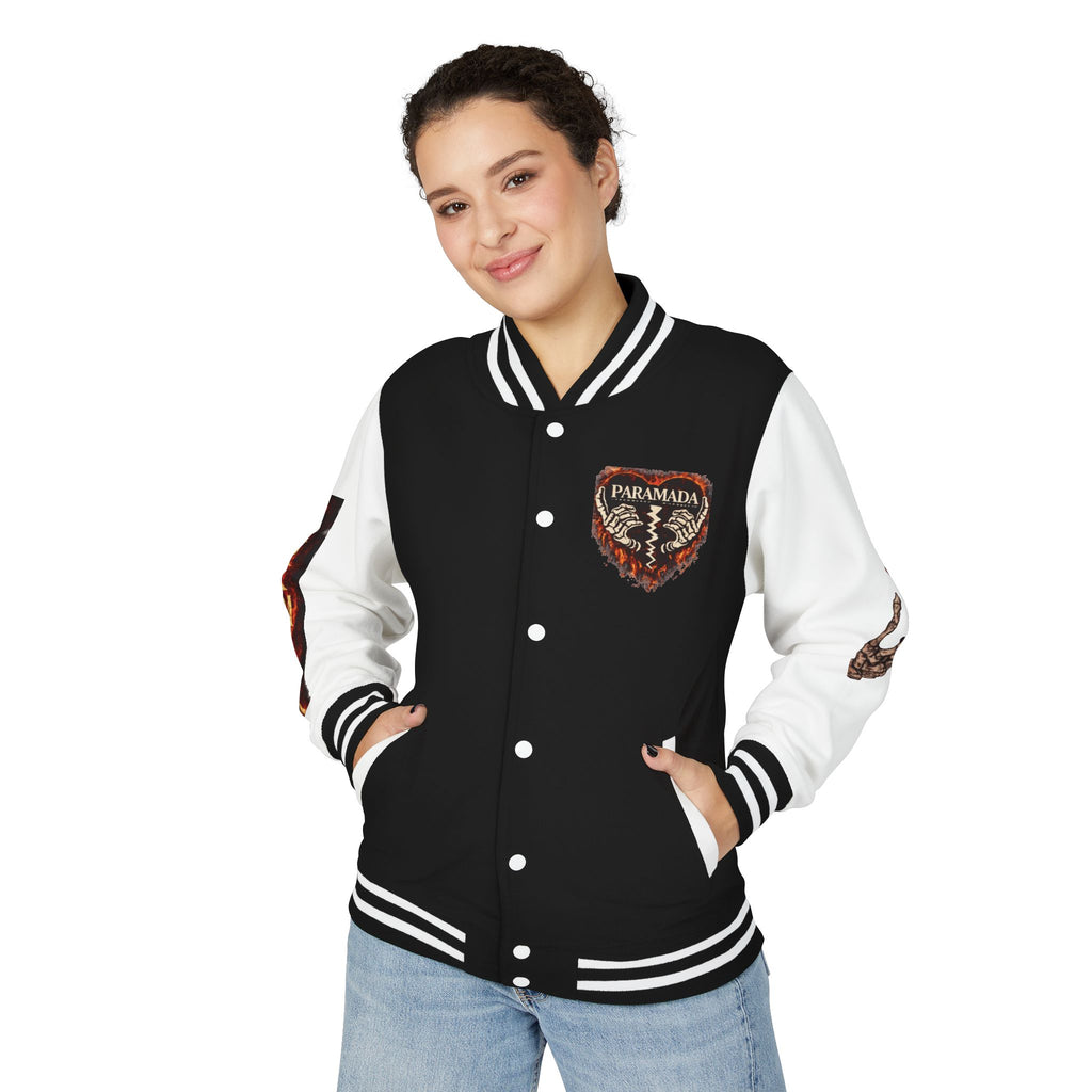 Heartbreak Flames Letterman Jacket — Paramada Patch Varsity Jacket