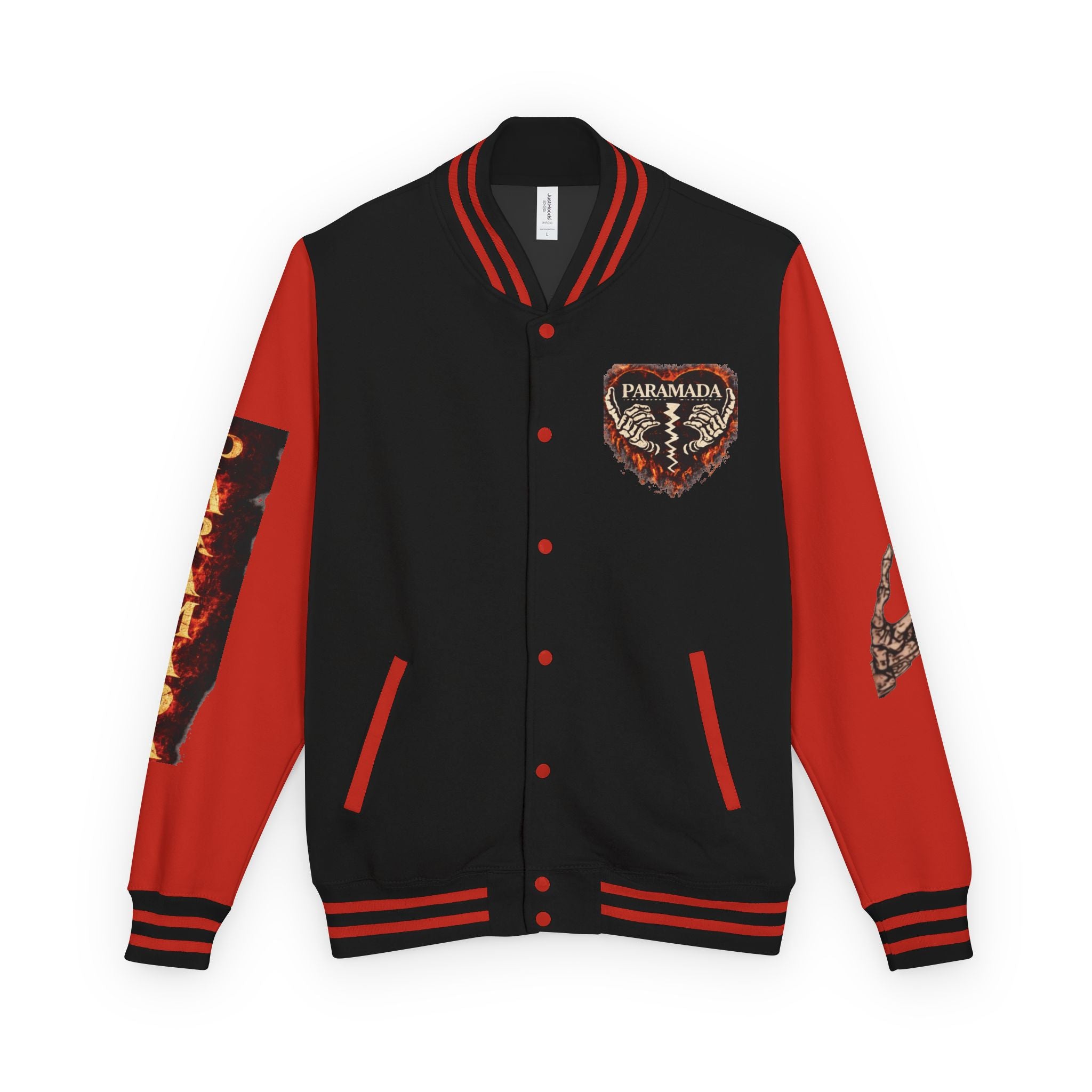 Heartbreak Flames Letterman Jacket — Paramada Patch Varsity Jacket