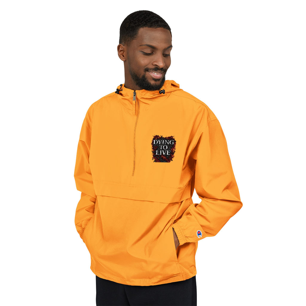 Orange Packable Anorak Jacket with Sequin Heart Patch