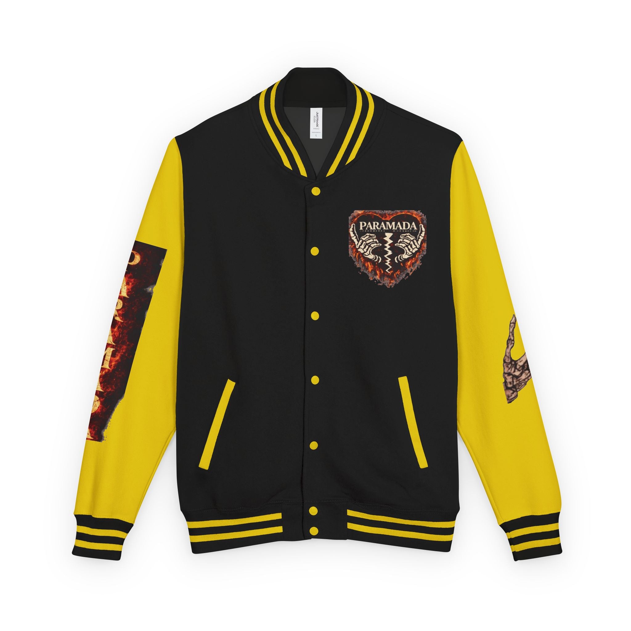 Heartbreak Flames Letterman Jacket — Paramada Patch Varsity Jacket