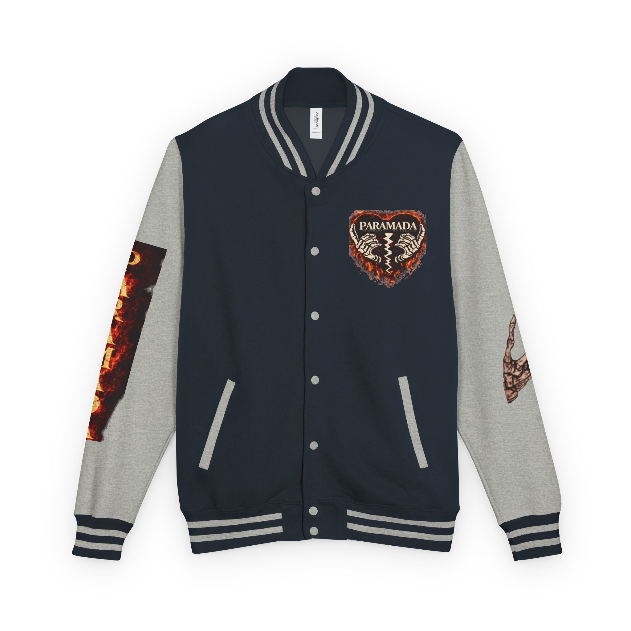 Heartbreak Flames Letterman Jacket — Paramada Patch Varsity Jacket