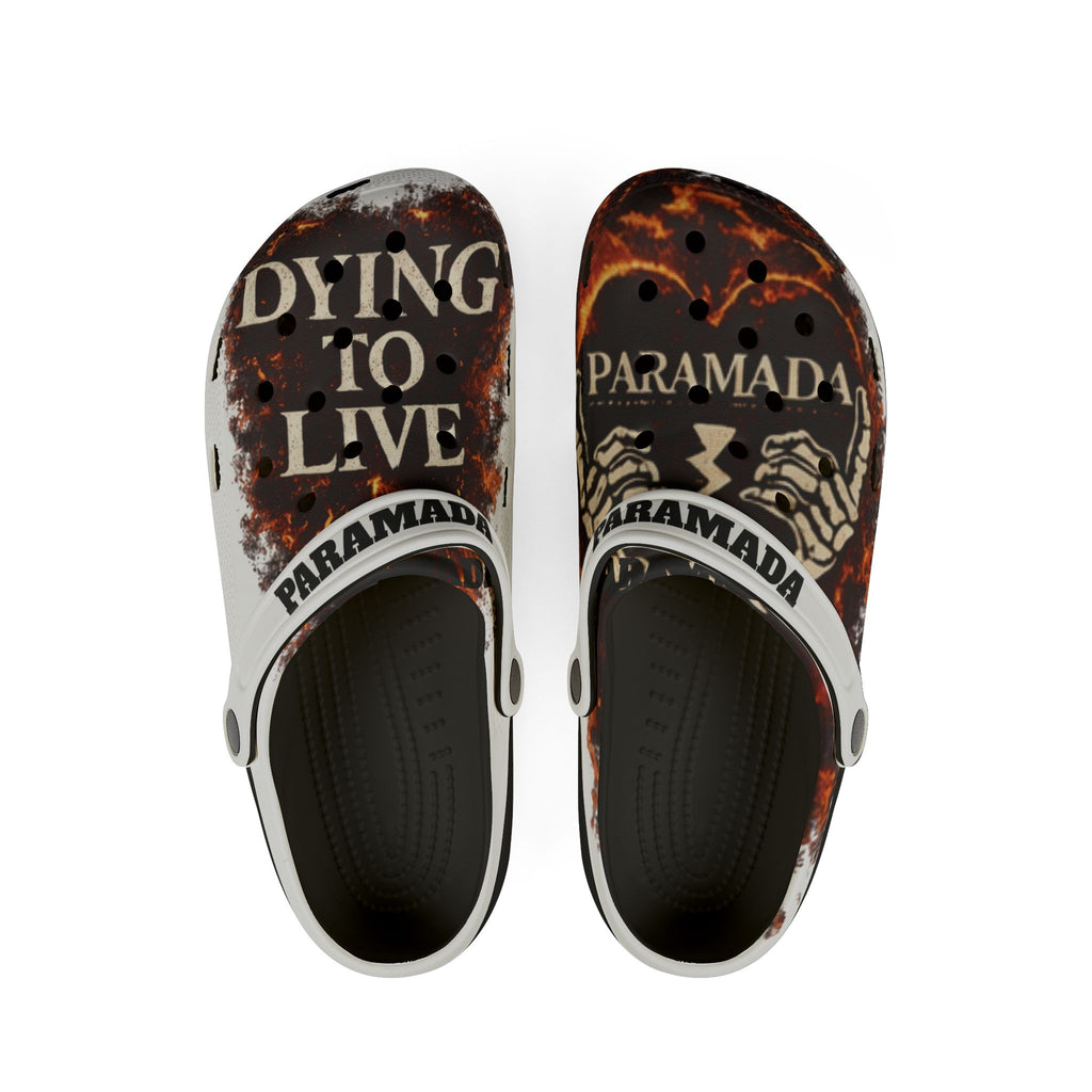 Graphic EVA Foam Clogs — "Dying to Live" Pararmada Slip-On Shoes