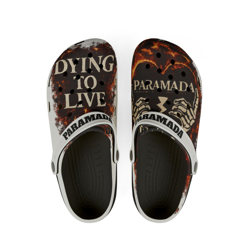 Graphic EVA Foam Clogs — "Dying to Live" Pararmada Slip-On Shoes