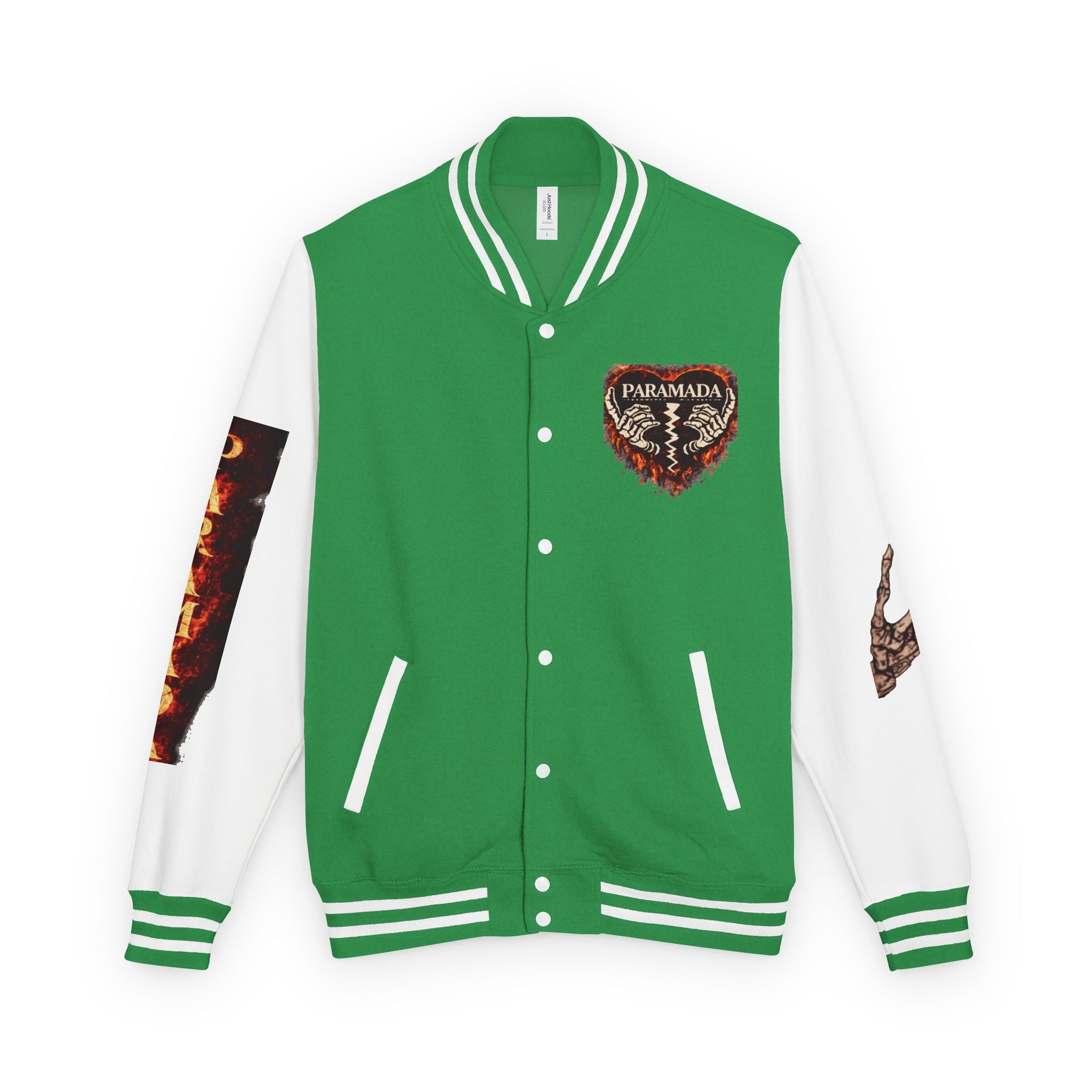 Heartbreak Flames Letterman Jacket — Paramada Patch Varsity Jacket
