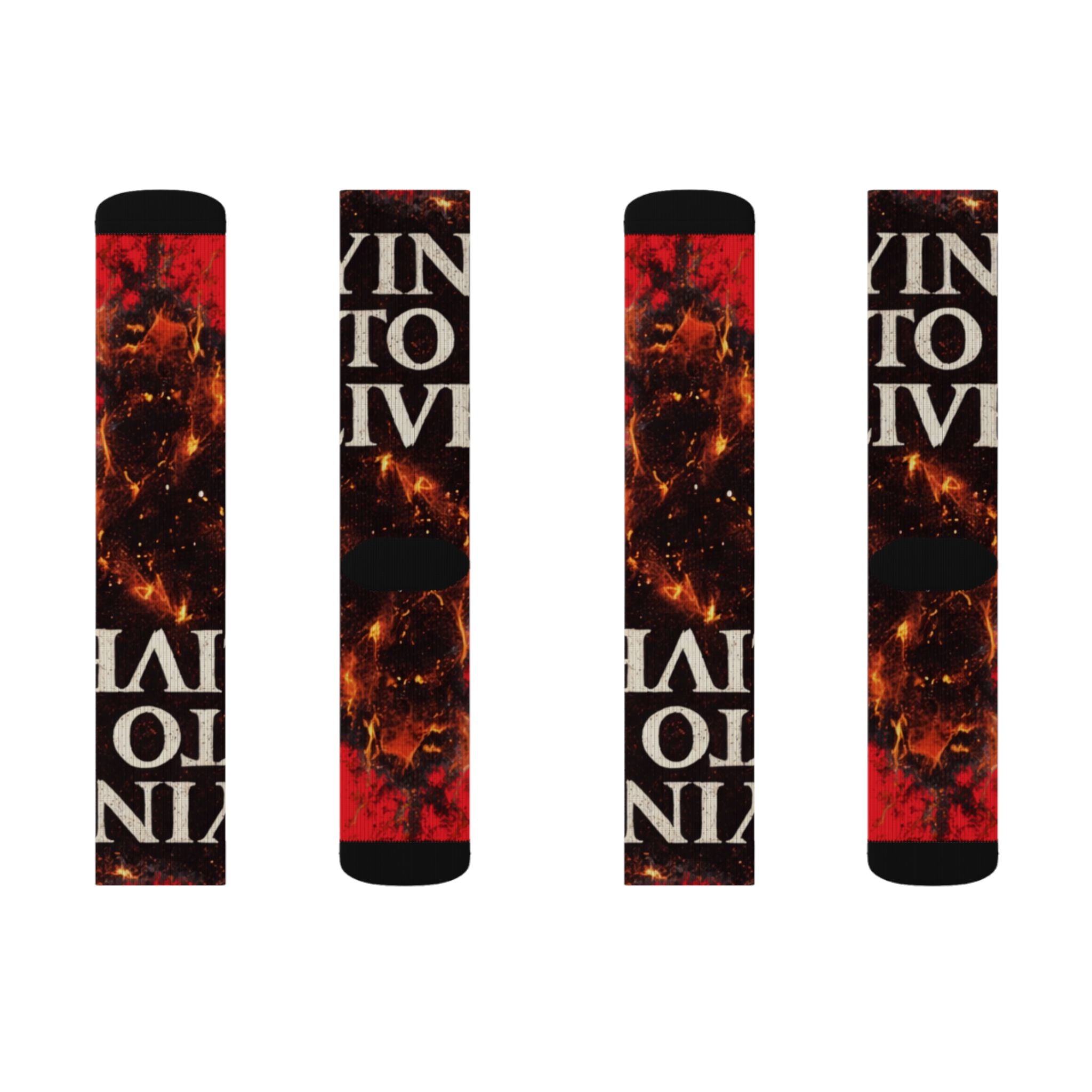 Vintage Fire Typography Sublimation Socks